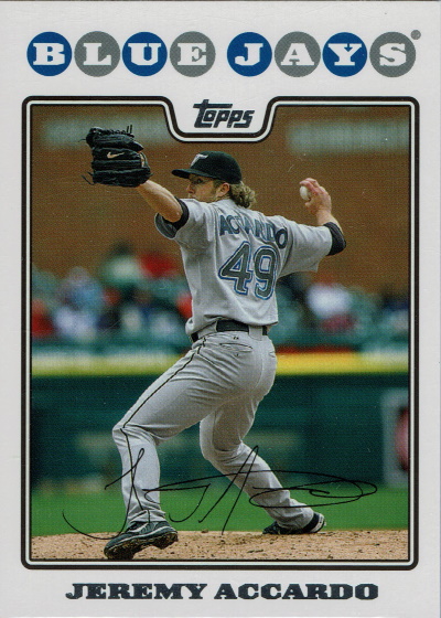 jeremy accardo, 2008 topps #357, blue jays