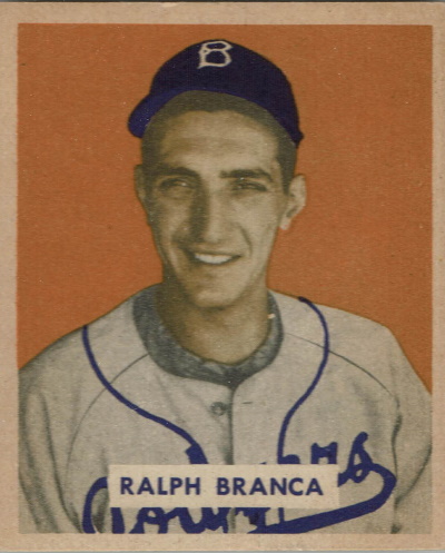 ralph branca, 1949 bowman #194, brooklyn dodgers