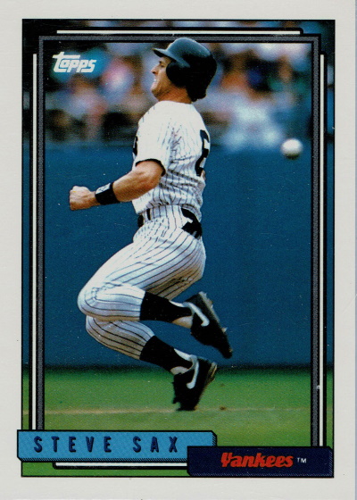 steve sax, 1992 topps #430, yankees