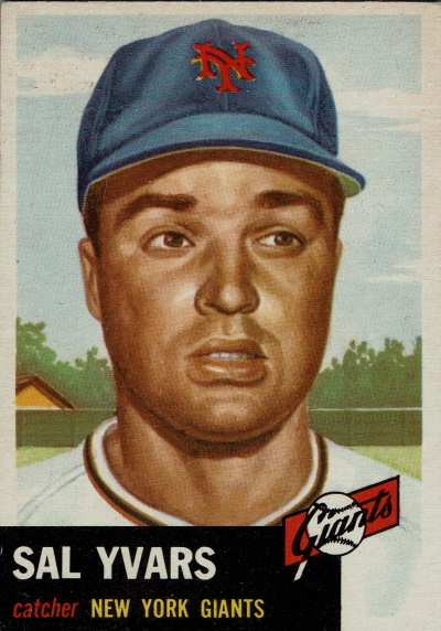 sal yvars, 1953 topps #11, NY giants