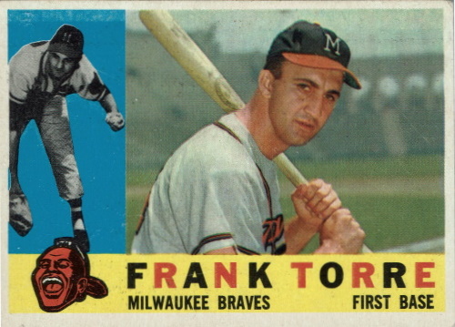 frank torre, 1960 topps #478, milwaukee braves