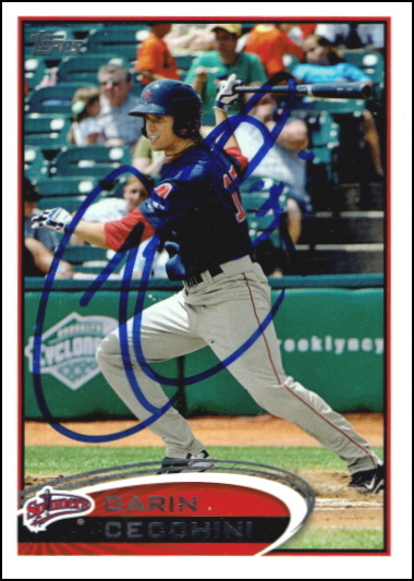 garin cecchini, 2012 topps pro debut #23 (autographed), lowell spinners
