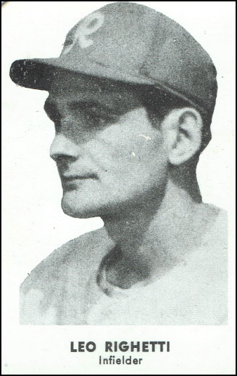 leo chalres righetti, 1956 Seattle Rainiers Popcorn Card