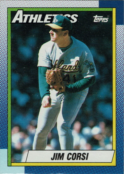 jim corsi, 1990 topps #623, A's