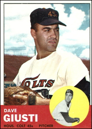 dave giusti, 1963 topps 189, houston colt 45s