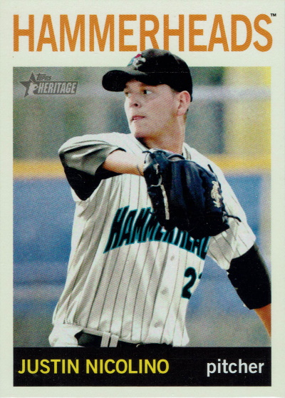 justin nicolino, 2013 topps heritage #87, hammerheads