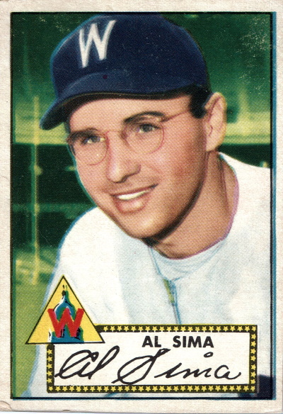 al sima, 1952 topps #93, washington senators