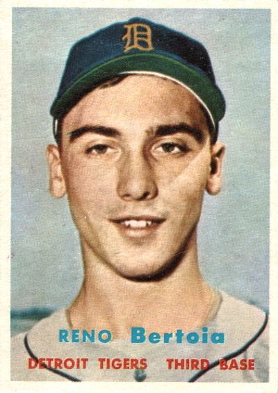 reno bertoia, 1957 topps #390, tigers