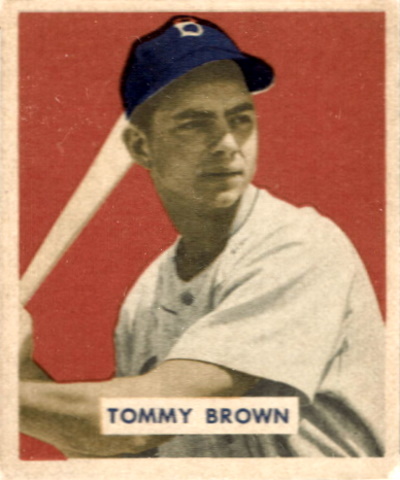tommy brown, 1949 bowman #178, brooklyn dodgers