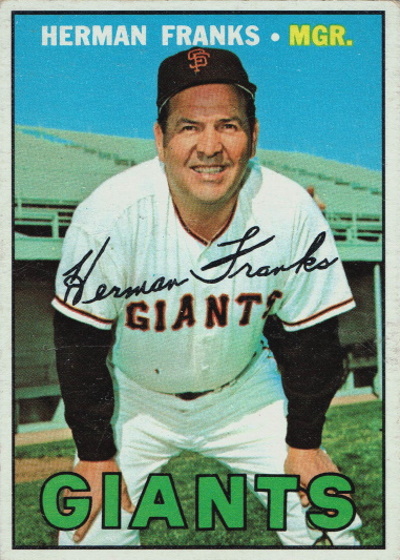 herman franks, 1967 topps #116, giants