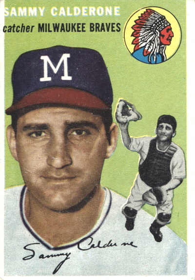sam calderone, 1954 topps #68, Milwaukee braves
