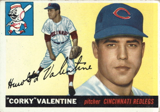 corky valentine, 1955 topps #44, redlegs